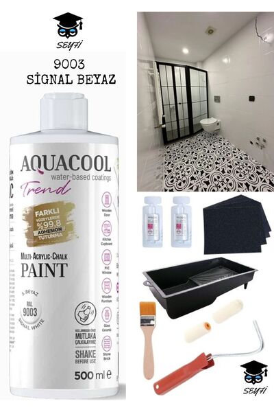 Aquacool Trend kendiliğinden vernikli çelik ahşap kapı beyaz eşya mutfak dolabı fayans petek metal boya 500 ml set