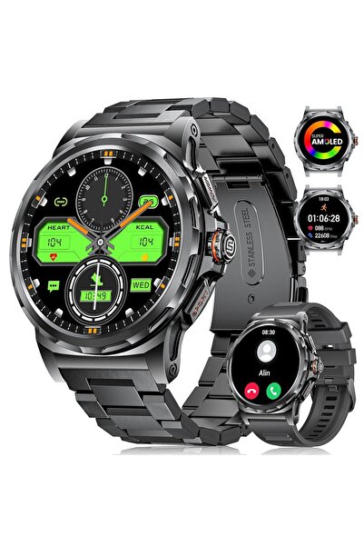 NO BRAND 1.43 inch smartwatch with Bluetooth voice assistant and 5ATM resistance black