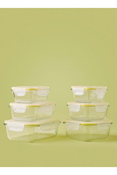 Noon East 6 Piece Borosilicate Glass Food Container Set - Airtight Lids - Rec...