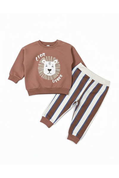 ENSONO Baby Boy Top and Bottom Set with Lion Print