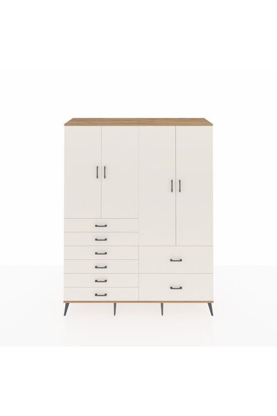 Dienni Hyperion Gardrop 7 Raflı 8 Çekmeceli 4 Kapaklı 176x44x221 Çam-Aytaşı