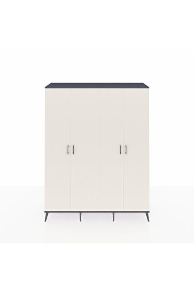 Dienni Hyperion Gardrop 4 Raflı 4 Kapaklı 4 Askılı 176x44x221 Antrasit-Aytaşı