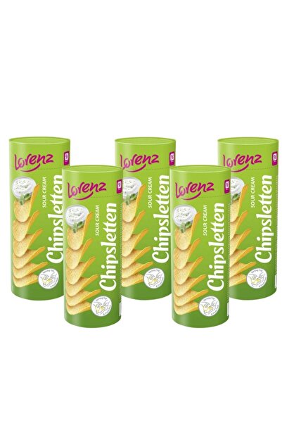 LORENZ Ekşi Krema Aromalı Patates Cipsi 100 G – Ferah Krema Lezzeti (5'li Avantaj Paketi)