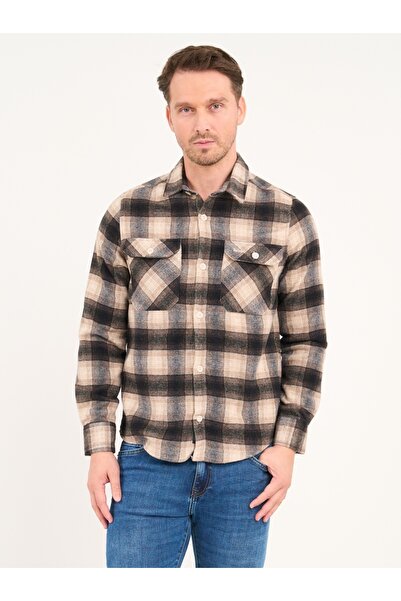 Lee Cooper Men's long-sleeved shirt with checkered pattern