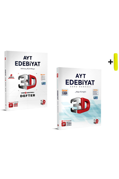 3D Yayınları Ayt Video Destekli Edebiyat Defter ve Soru Bankası Seti
