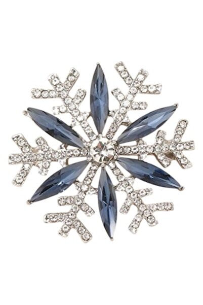 The Casius. Broșă elegantă cu fulg de zăpadă și pietre - argintiu și albastru...
