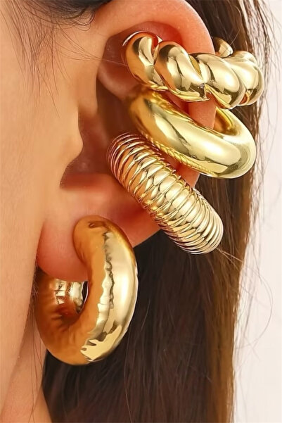 Pinty Design طقم أقراط نسائية مكون من 4 قطع، أقراط أذن، أساور للأذن