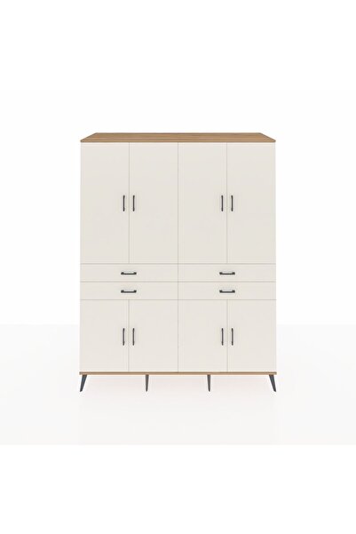 Dienni Kronos Gardrop 8 Raflı 4 Çekmeceli 8 Kapaklı 176x59x221 Çam-Aytaşı