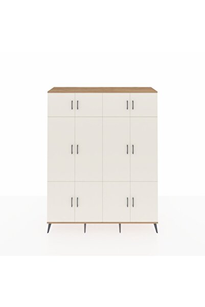 Dienni Hyperion Gardrop 10 Raflı 12 Kapaklı 2 Askılı 176x44x221 Çam-Aytaşı