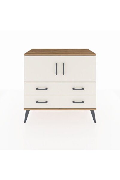 Dienni Hyperion Şifonyer 2 Raflı 4 Çekmeceli 2 Kapaklı 88x44x80 Çam-Aytaşı
