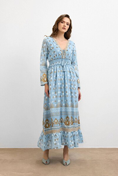 Ranasubaşı فستان سكاي هيريتاج بوهيم - أزرق