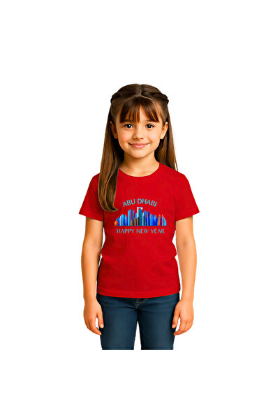 PRINTSHOP4ME Happy New Year Kids Girls T-Shirt with Abu Dhabi Design - Round ...