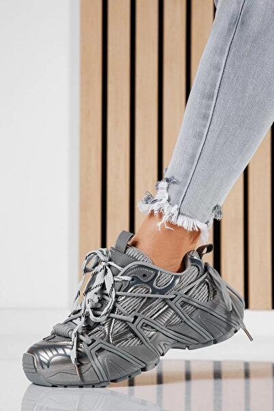 Zaira Adidasi dama gri din material textil Eliza #20688 - 40