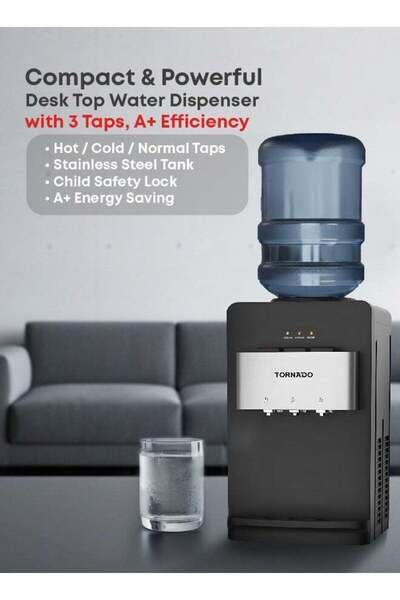 Tornado Desk Top Water Dispenser Top Loading Hot & Cold 3 Taps
