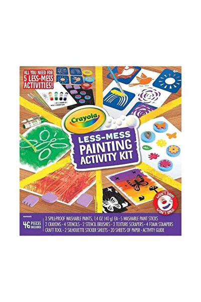 Crayola Less Mess Kids Paint Set, 5 Painting Activities, Washable Paints, Spill-Proof, 46 Pieces