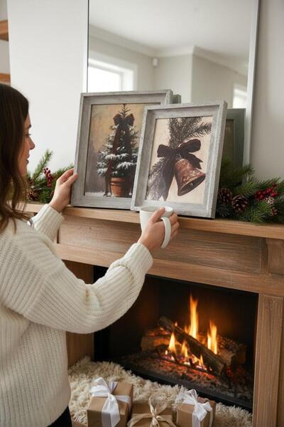 ANJEAHOME Bollnas 2-Piece Gray Travertine Marble Look Picture Frame |   Modern Decorative |   15X21 - 20X25 |