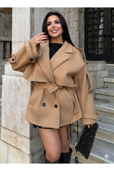 solena sln Women's Premium Quality Medium Length Cashmere Coat