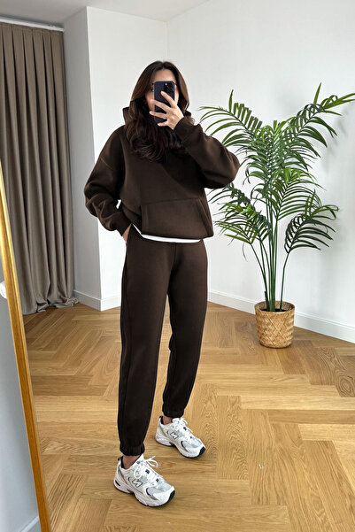 BARLİZ Γυναικείο σετ φόρμας 3iplik Şardonlu Loose Oversize Basic