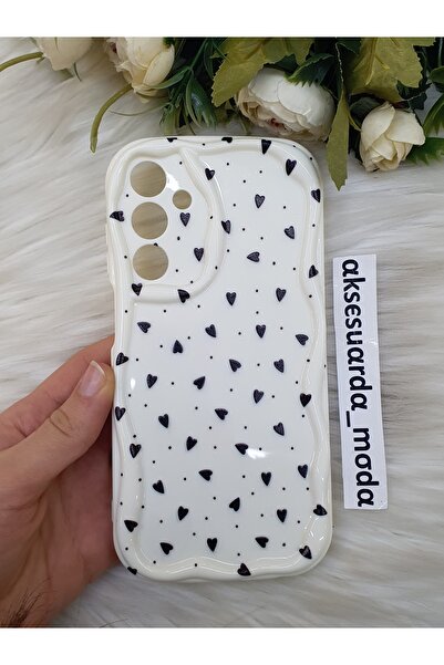 ZB Aksesuarda Moda حافظة سامسونج جالاكسي A35 متوافقة مع نمط القلوب السوداء المطبوعة