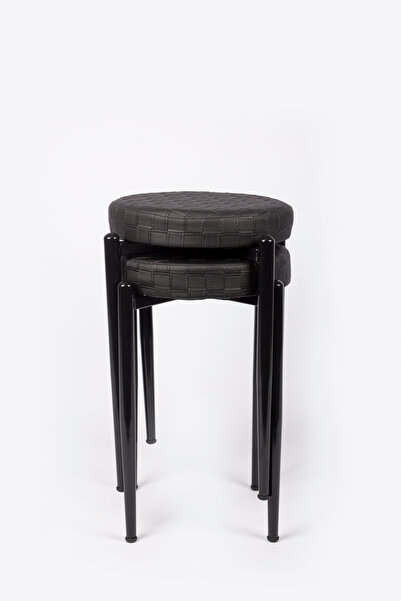 ekipmetal TABURE 2 ADET SİYAH BACAK KONİKLİ DERİ ( SİYAH )