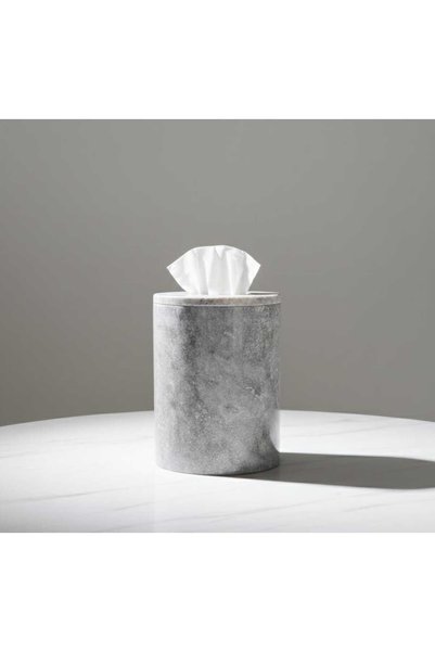 Sümeyra Marble Art Marble Napkin Box - Marble Napkin Holder - Silver Travertine