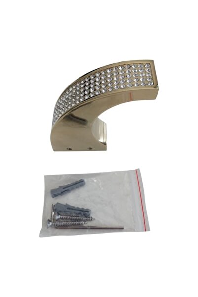 LUCAS Cârlig de baie Lux - Alamă, Auriu cu Cristale, Montare pe Perete, Fixare Ascunsă