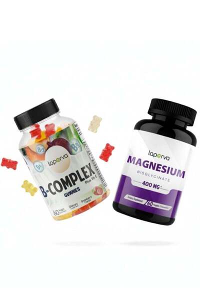 Laperva Energy & Wellness Bundle: Vitamin B Complex Gummies (Strawberry, 60) + Magnesium Bisglycinate 400 mg