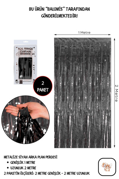 Metalize Siyah Arka Plan Perdesi