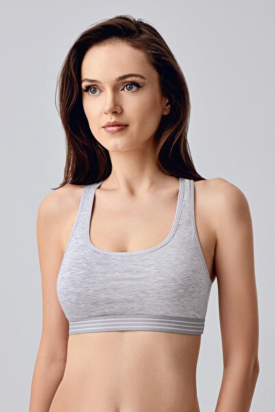 cotonhause Women's Unpadded Gray Melange Sports Bra - Lightweight, Stretchy and Breathable Fabric C5T3N1833