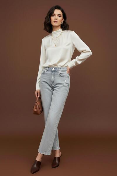 Soul Women's Basic Denim Trousers -32195Pnt - Gray