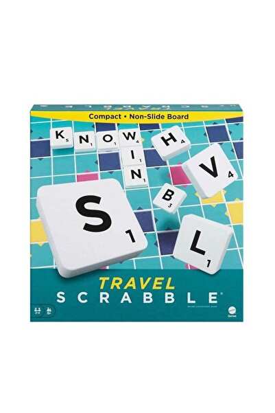 Mattel Games Travel Scrabble (English) - Compact Portable Word Game for 2-4 Players