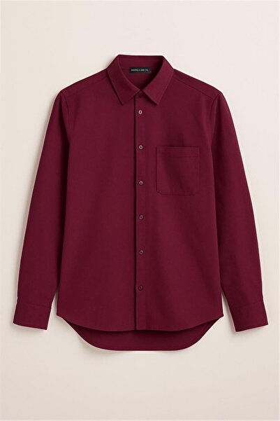 BARRELS AND OIL Women's Single Pocket Classic Oversized Shirt - Claret Red
