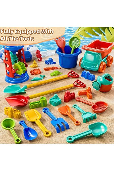Generic 27 PCS Beach Toy Set - Multi-functional Plastic with Mesh Storage Bag