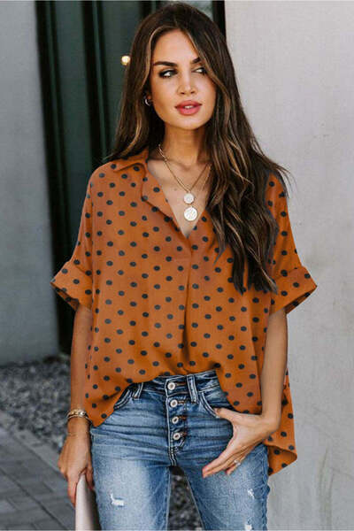 WildFashion Ежедневна риза от дишащ материал с шарка на точки H716-8