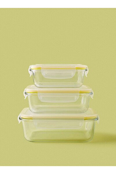 Noon East 3 Piece Borosilicate Glass Food Container Set - Airtight Lids - Lun...
