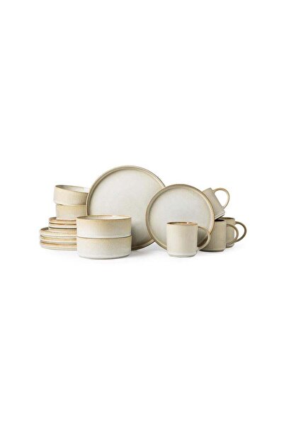 MONITO 16-Piece Stoneware Dinner Set - 4×27cm Plates, 4×21.5cm Salad Plates, ...