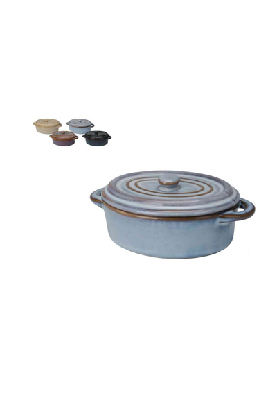 Koopman International Set de 4 ramekinuri cu capac Koopman, ceramică, 16x9x6,...