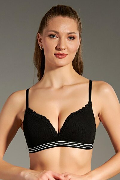 cotonhause Women's Unpadded Black Bra – Lace, Flexible Elastic Band and Comfortable Form C2T3N1833