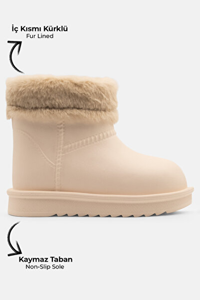 Ayakkabı City أحذية أطفال مقاومة للماء مبطنة بالفرو من الداخل، أحذية مطر للفت...