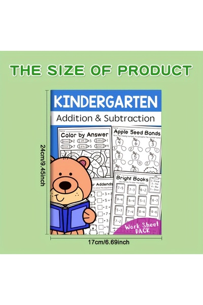 Choice 1pc 32-Page Interactive Math Learning Workbook with Addition & Subtraction Worksheets, Crossword Puz