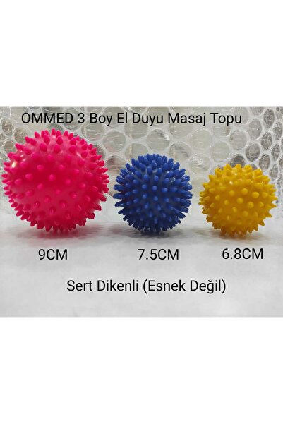 OMMED SERT DİKENLİ EL VUCUT MASAJ 3'LÜ TOP SETİ, 3 FARKLI BOY 6,8CM+7,5CM+9CM...