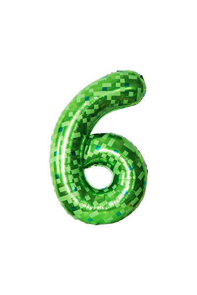 Choice بالون فويل أخضر على شكل الرقم 6 مقاس 40 بوصة، بتصميم فسيفسائي، مناسب ل...