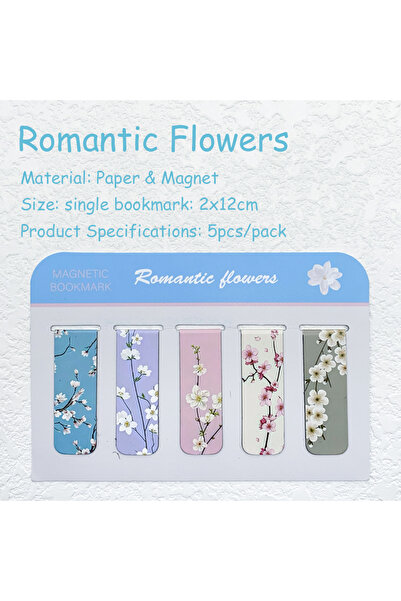 Choice 5 قطع من فواصل الكتب المغناطيسية المزينة بالزهور الرومانسية، مثالية لص...
