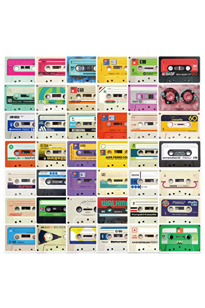 Choice ٥٠ قطعة من ملصقات أشرطة الكاسيت الصغيرة بتصميم كلاسيكي، زينة إبداعية ي...