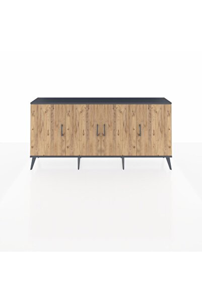 Dienni Arges Konsol 3 Raflı 4 Kapaklı 176x30x83 Antrasit-Çam/Aytaşı