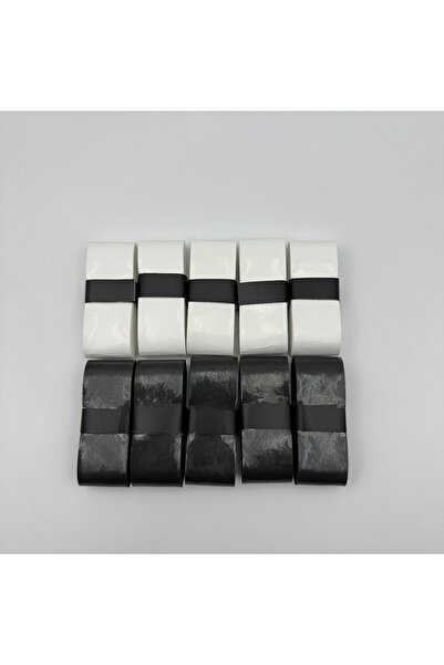 Choice مجموعة من 10 قطع (أبيض 5 قطع، أسود 5 قطع)، لاصق مسطح مضاد للانزلاق لمضارب تنس الريشة/التنس، احترافي