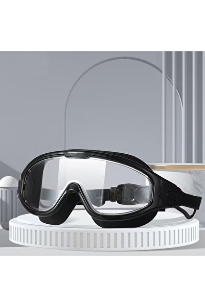 Choice نظارات سباحة سوداء كبيرة الحجم للبالغين مع سدادات أذن، للرجال والنساء،...