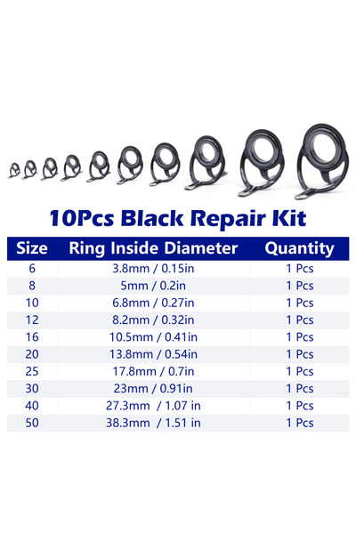 Choice 10Pcs Black FishTrip Fishing Rod Guide Stainless Steel Ceramics Rings ...