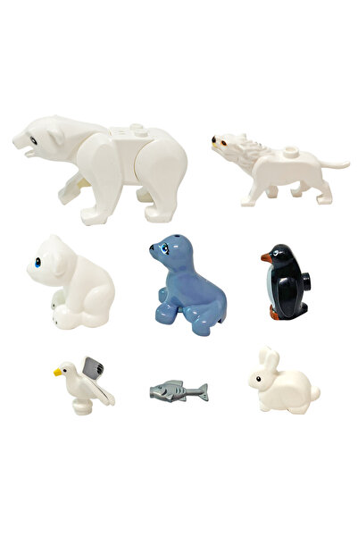 Choice مجموعة حيوانات قطبية صغيرة مكونة من 8 قطع، مكعبات بناء متنوعة، ألعاب ت...