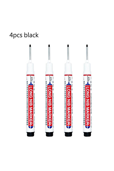 Choice 4 أقلام تحديد سوداء مقاومة للماء برأس طويل، 4/12 قطعة، أقلام تحديد ثقو...